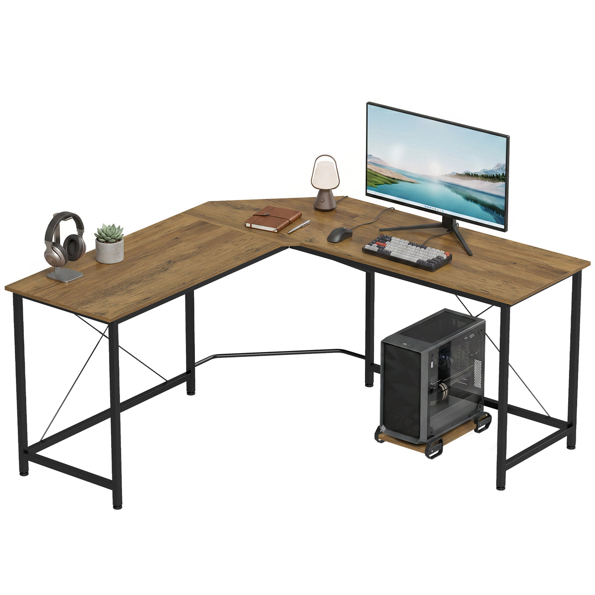 HOMCOM Corner L-shape Computer Desk Gaming Pc Workstation For Home Office
