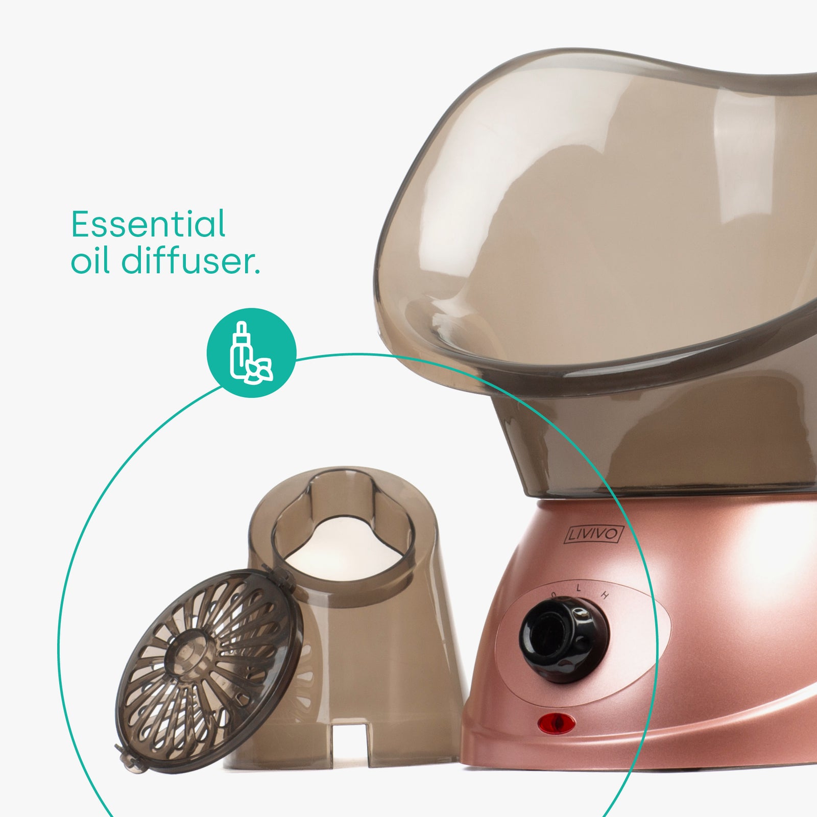 Livivo Facial Spa Steamer Rose Gold With Aromatherapy Diffuser And Nozzles