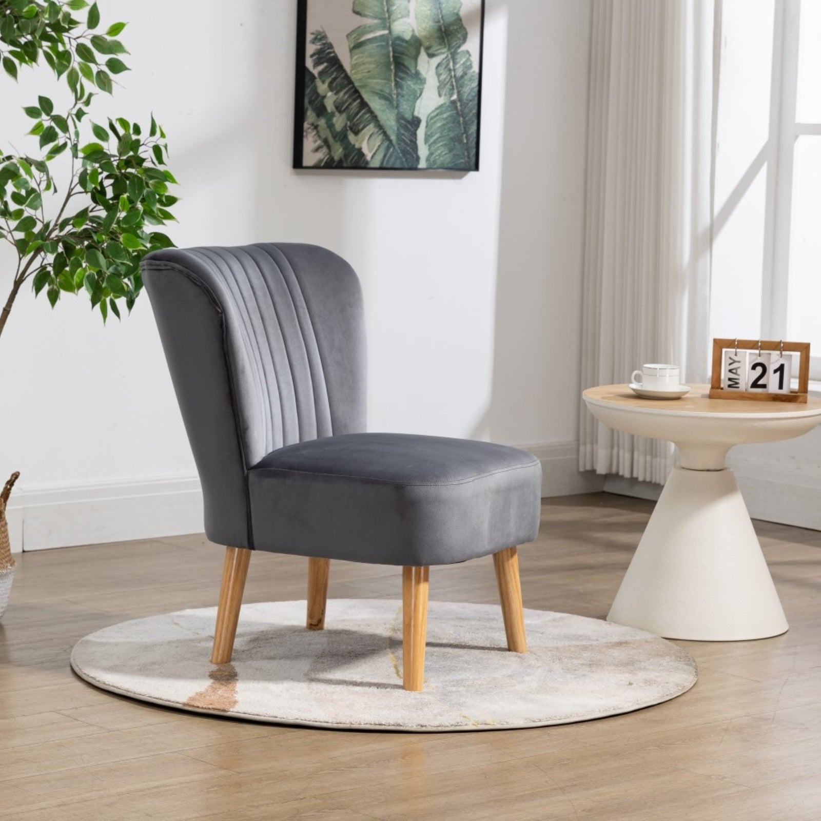Arezza Velvet Accent Chair | Grey