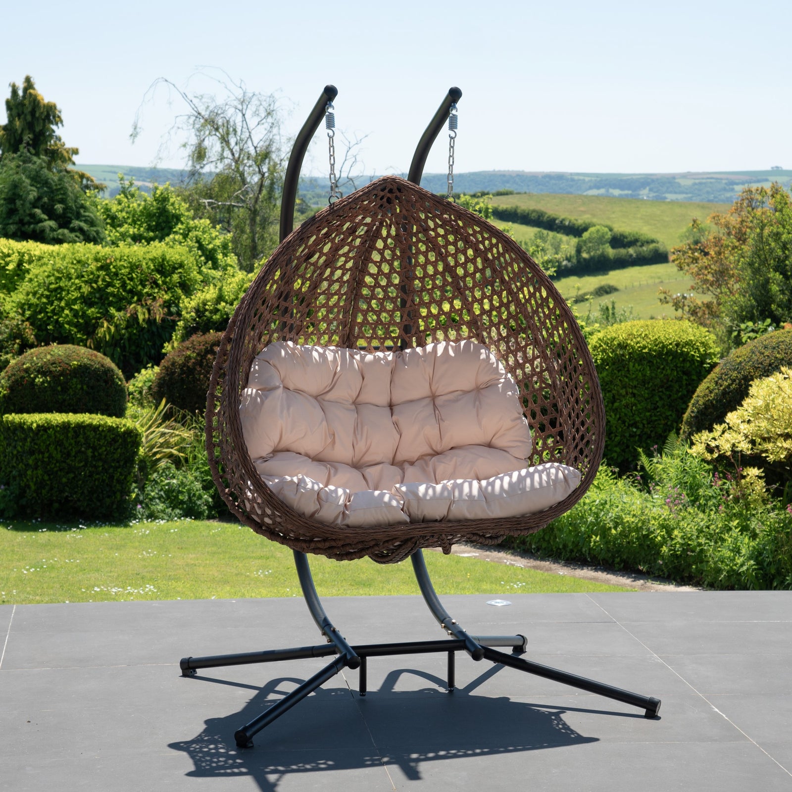 Alston Double Garden Hanging Egg Chair | Cream
