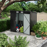 4x6ft Outdoor Storage Shed – Galvanized Steel Garden Shed Lockable With Double Doors & 2 Vents