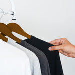 20 Pack Wooden Clothes Hangers With Non Slip Bar | Brown