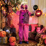 Sound Activated Halloween Animatronics Clown With Red Light Up Eyes