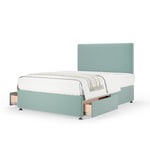 Plush Velvet 2 Drawer Divan Base And Plain Headboard | Super King | Duck Egg