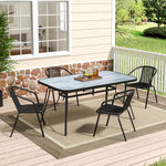 5 Pcs Garden Dining Set Coffee Table With Rattan Chairs