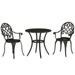 3pcs Bistro Set, Aluminium Garden Table And Chairs | Black