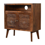 Solid Mango Wood Tova Open Shelf Cabinet