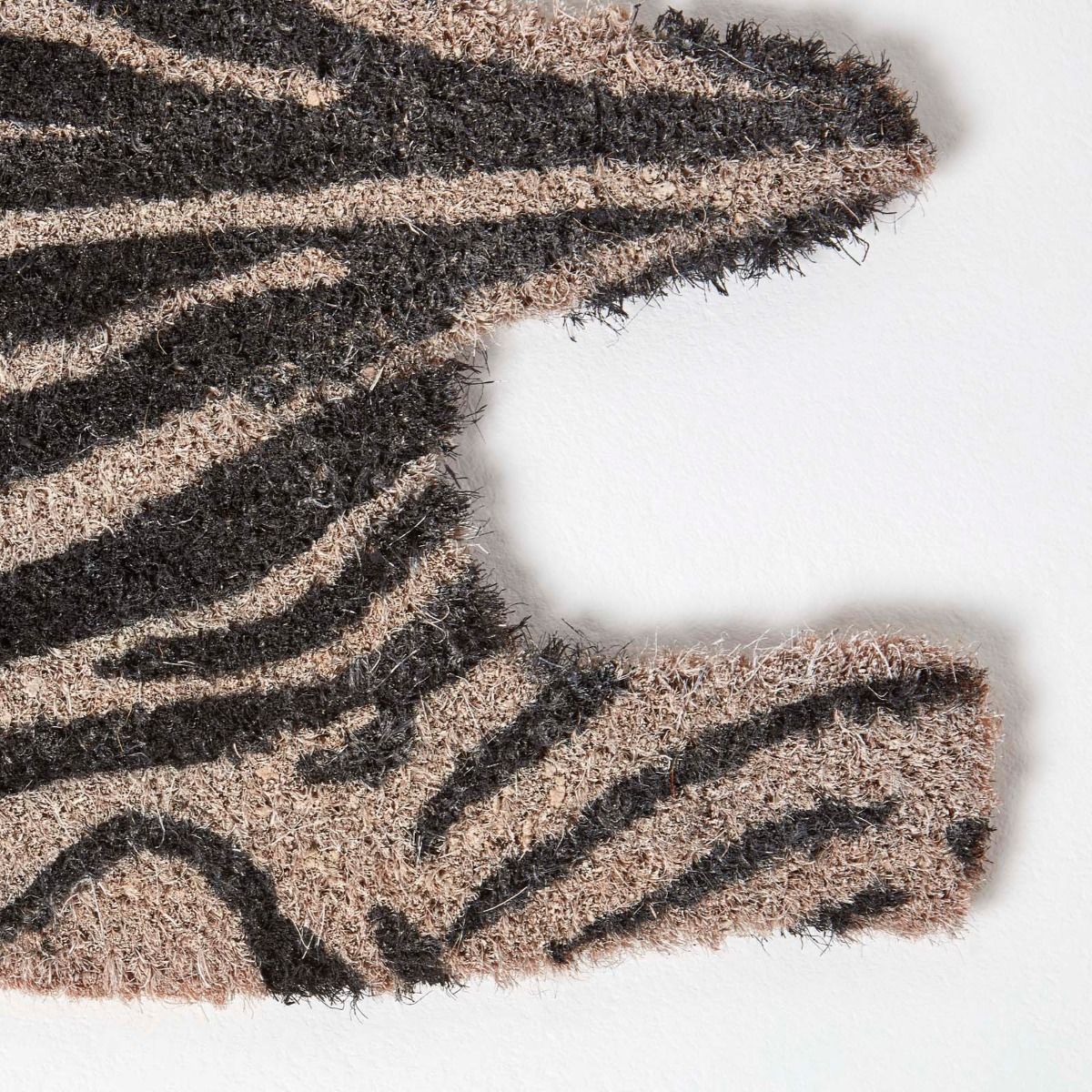 HOMESCAPES Zebra Shaped Coir Animal Print Non-slip Doormat