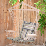 Garden Hanging Hammoc Thick Rope Frame Wooden Arms Safe | Multi Colour