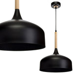 Taylor Hand Made Pendant Lamp With Natural Wood Detail Scandi Style | White