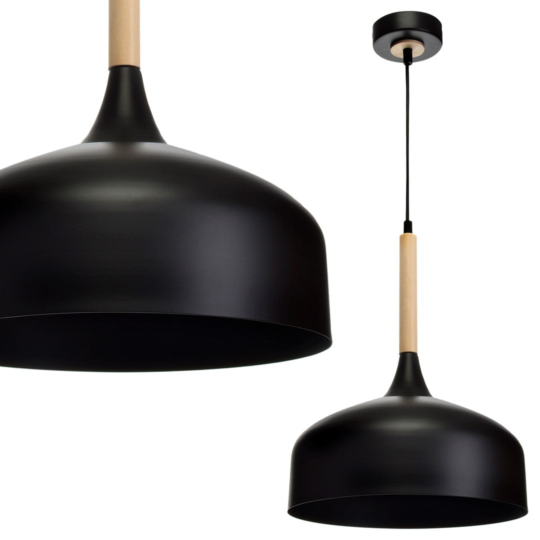 Taylor Hand Made Pendant Lamp With Natural Wood Detail Scandi Style | White