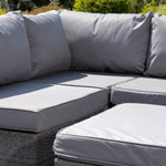 Della Grey Sectional Rattan Corner Sofa + Stool | One Size | Light Grey