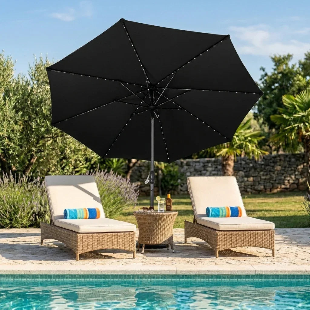 Led Tilt Parasol 2.7m | Black