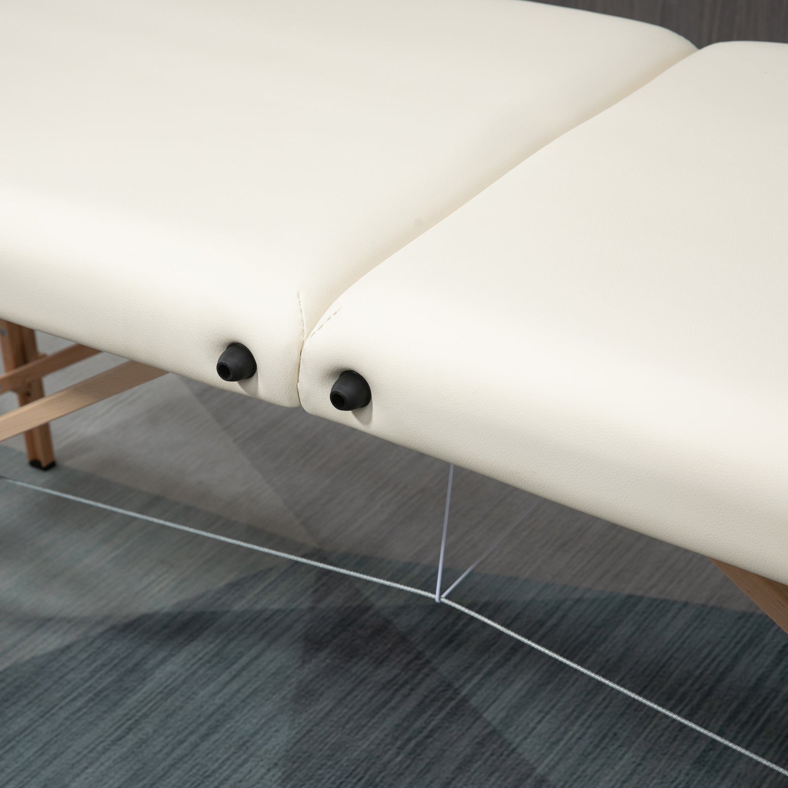 Wooden Folding Spa Beauty Massage Table W/ 2 Sections | One Size | Cream