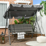 3-person Outdoor Rattan Swing Chair Hanging W/ Stand, Canopy