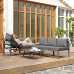 Outsunny Patio Furniture Set Adjustable Backrest L-shaped Dark Grey