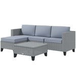 Rattan Garden Furniture Set W/ Corner Sofa, Table, Cushion | Gray