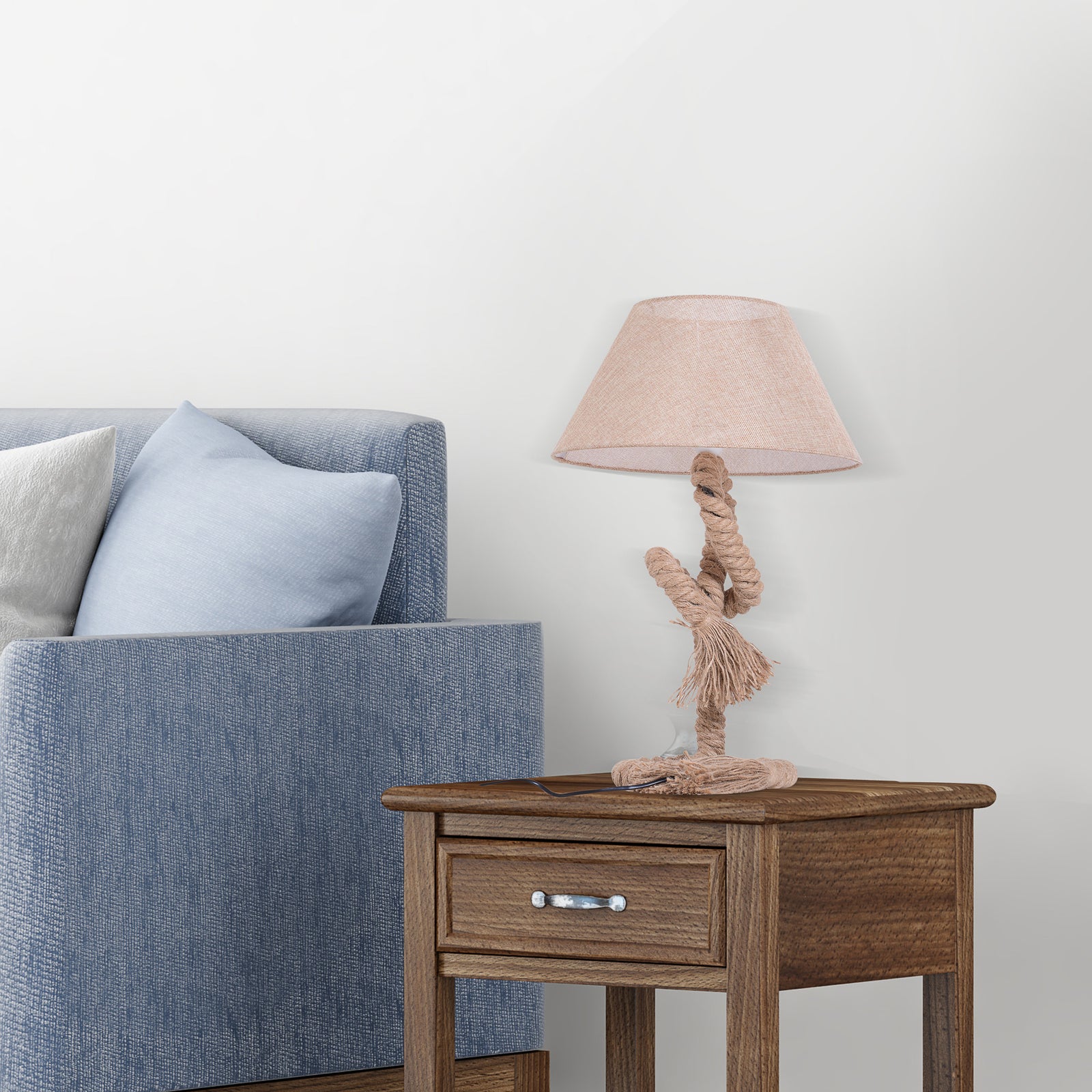 Table Lamp Indispensable Nautical Twisted Rope E27 Base