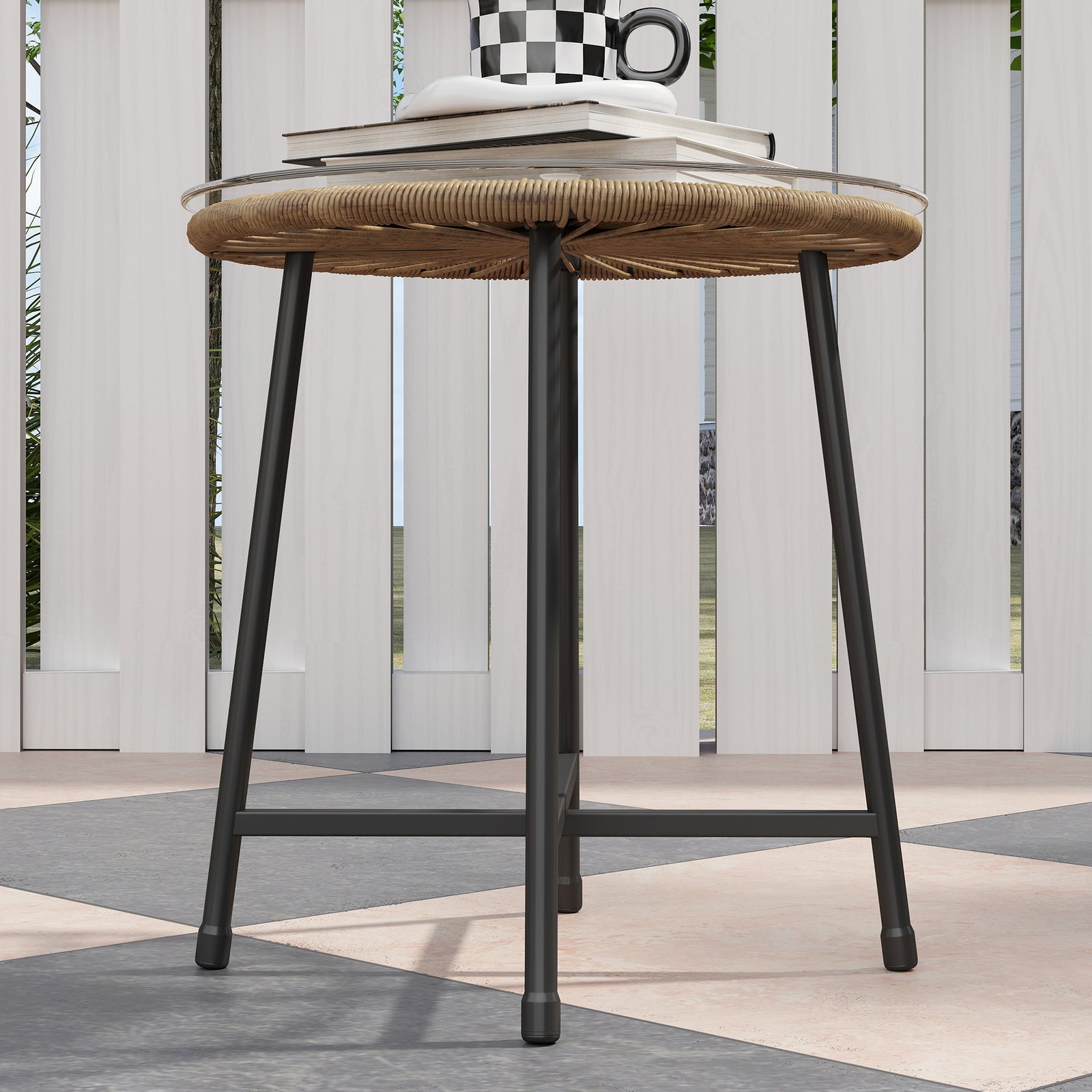 Rattan Bistro Set, Small Balcony Furniture With Cushion | Natural