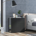 Side Cabinet With 2 Door Cabinet And 2 Drawer Home Office | One Size | Black