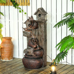2-in-1 Waterfall Fountain W/ Birdhouse, Resin Fountain