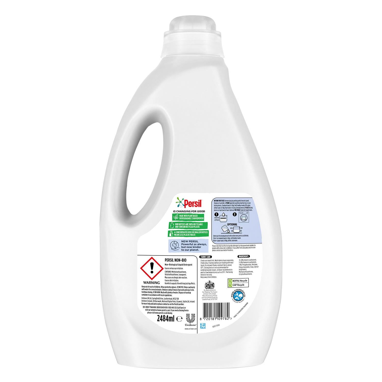 Non Bio Liquid Detergent Gentle Next To Sensitive Skin 2.484l, 92 Washes
