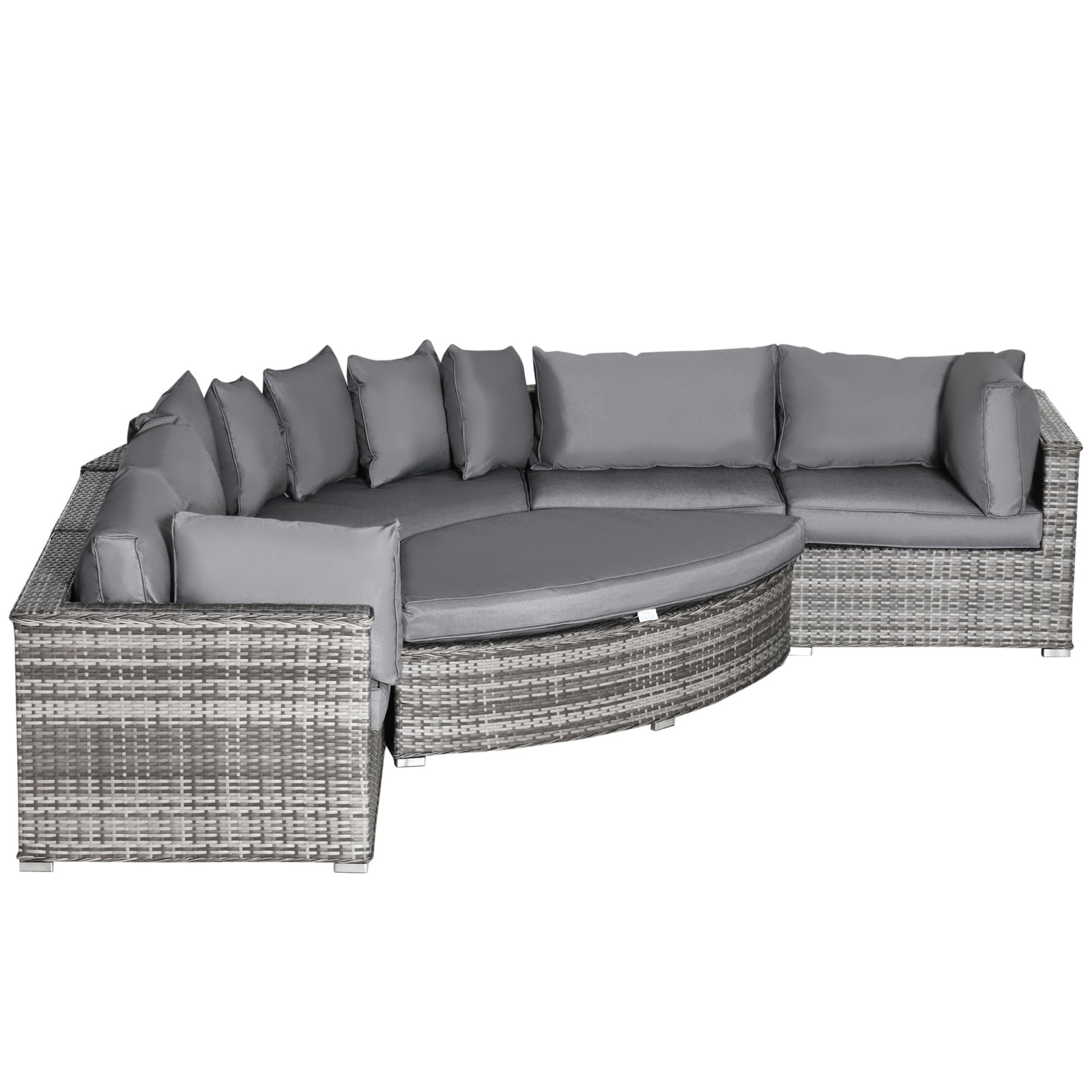 6 Pcs Outdoor Rattan Sofa Set Conversation Cushions