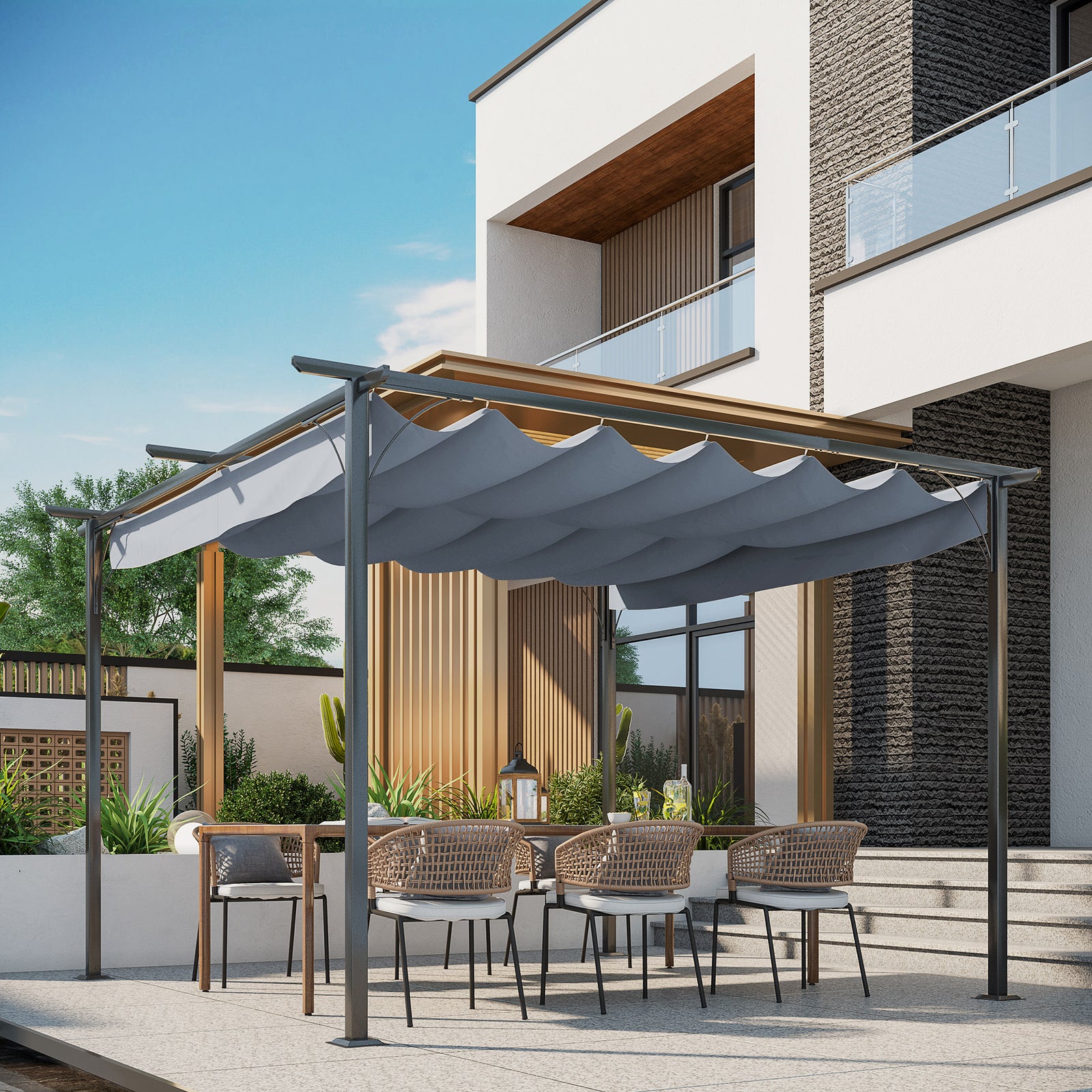 3.5x3.5m Pergola Metal Gazebo Backyard Porch Awning Canopy