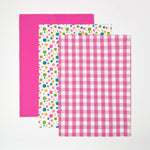 Multi Colour Polka Dot Cotton Tea Towels Set Of Three | 50cm x 75cm | Multi Colour