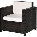 Patio Rattan Wicker Furniture Single Cube Chair Sofa Outdoor | Brown