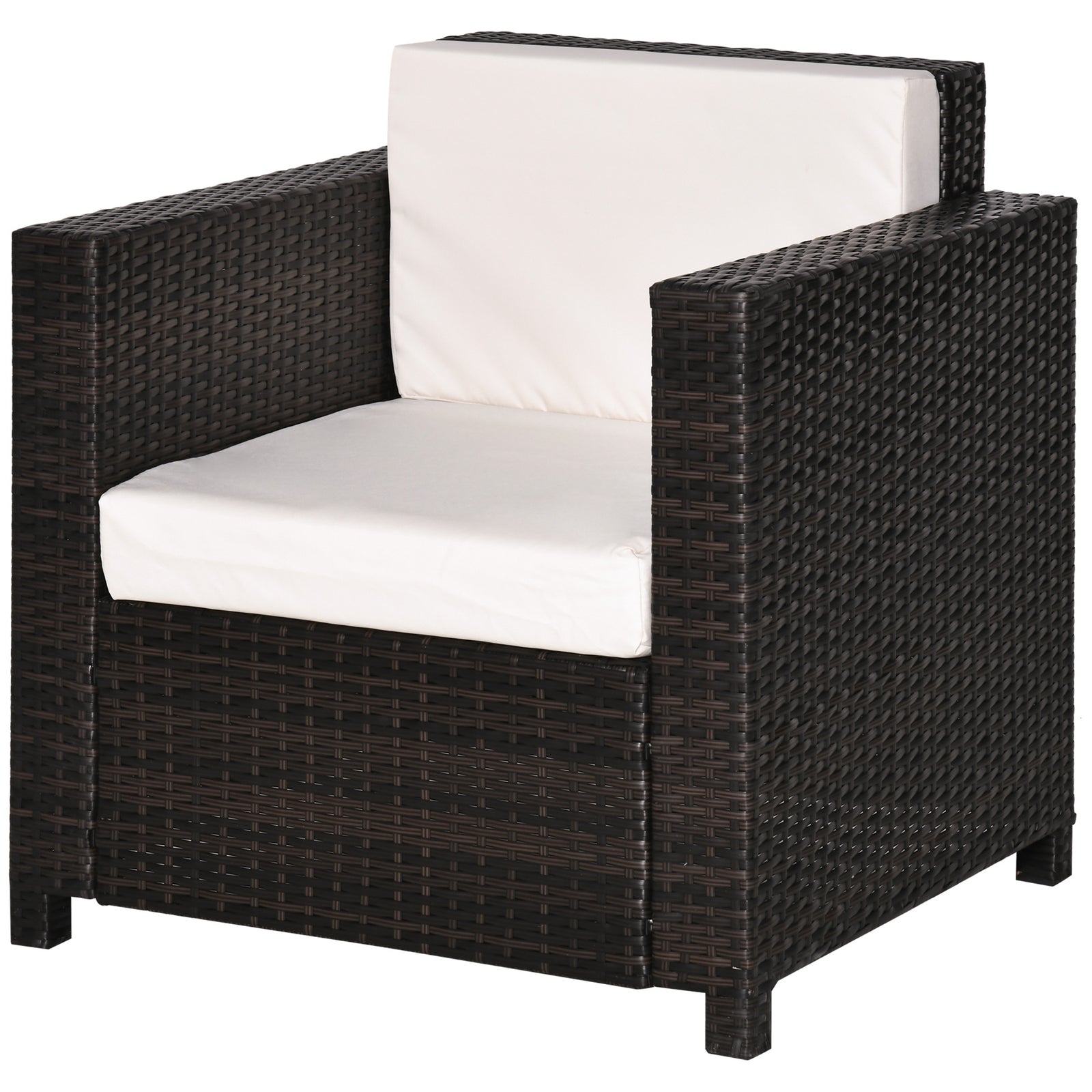 Patio Rattan Wicker Furniture Single Cube Chair Sofa Outdoor | Brown