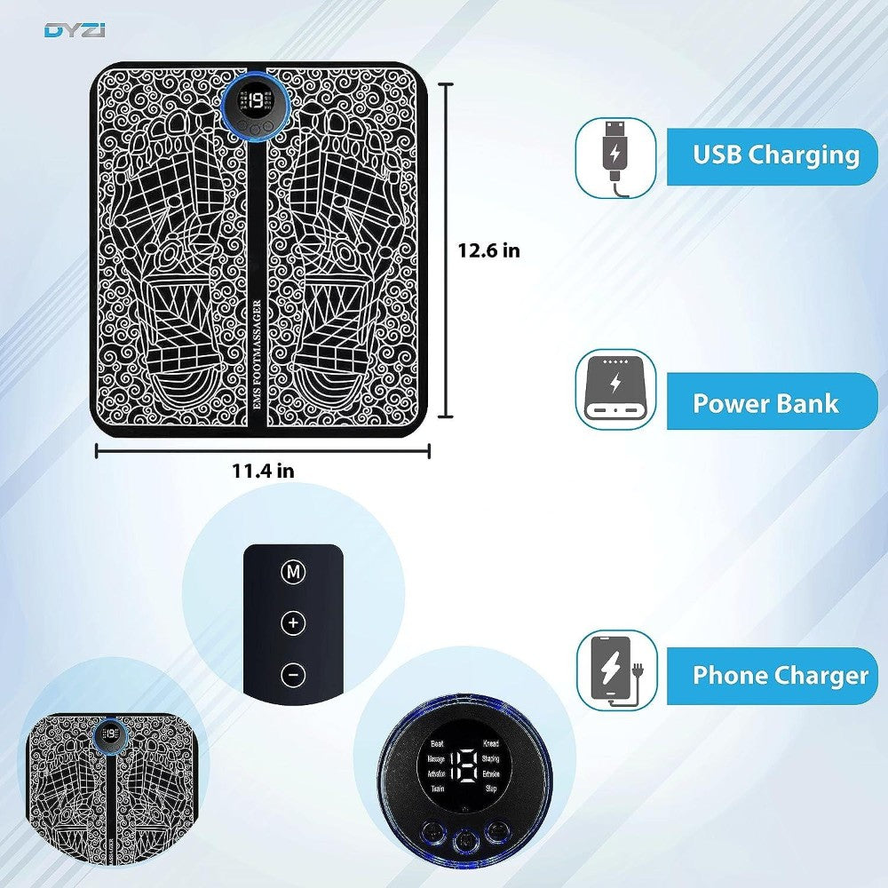 Dyzi Ems Foot Massager Electrical Muscle Stimulation For Pain Relief And Improve Circulation
