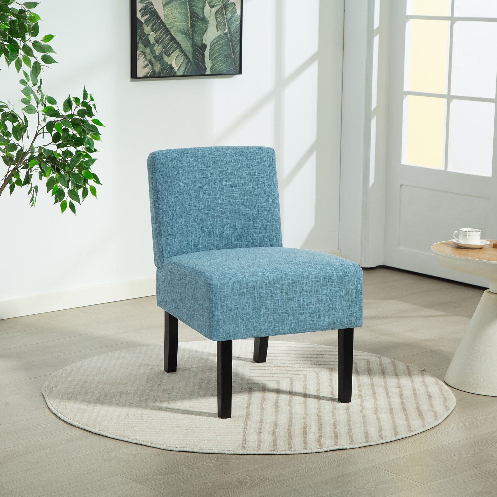 Elara Fabric Armless Accent Chair | Teal