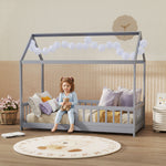 House-shaped Kids Bed Frame With Guard Rails For Boys Girls | Grey