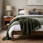 Pure Handmade Halo Wool Blend Bed & Sofa Throw Blanket | 130cm x 170cm | Forest Green