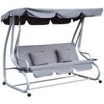 3 Seater Swing Chair For Outdoor W/ Adjustable Canopy