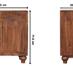 Solid Wood Arco Groove Sideboard, 2 Doors And 2 Shelves, Dark Brown