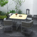 5 Pcs Rattan Set Cube Space-saving, Grey