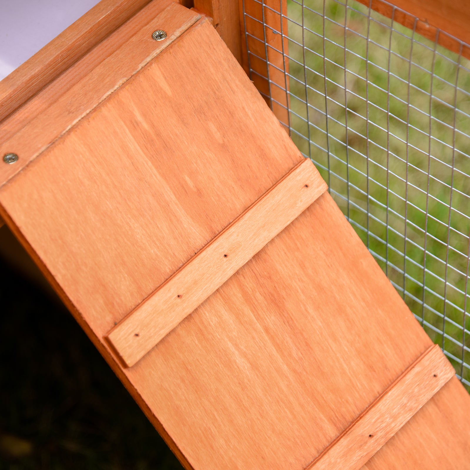 Deluxe Fir Wood Rabbit Hutch 2-tier Metal Guinea Pig Small Animal House