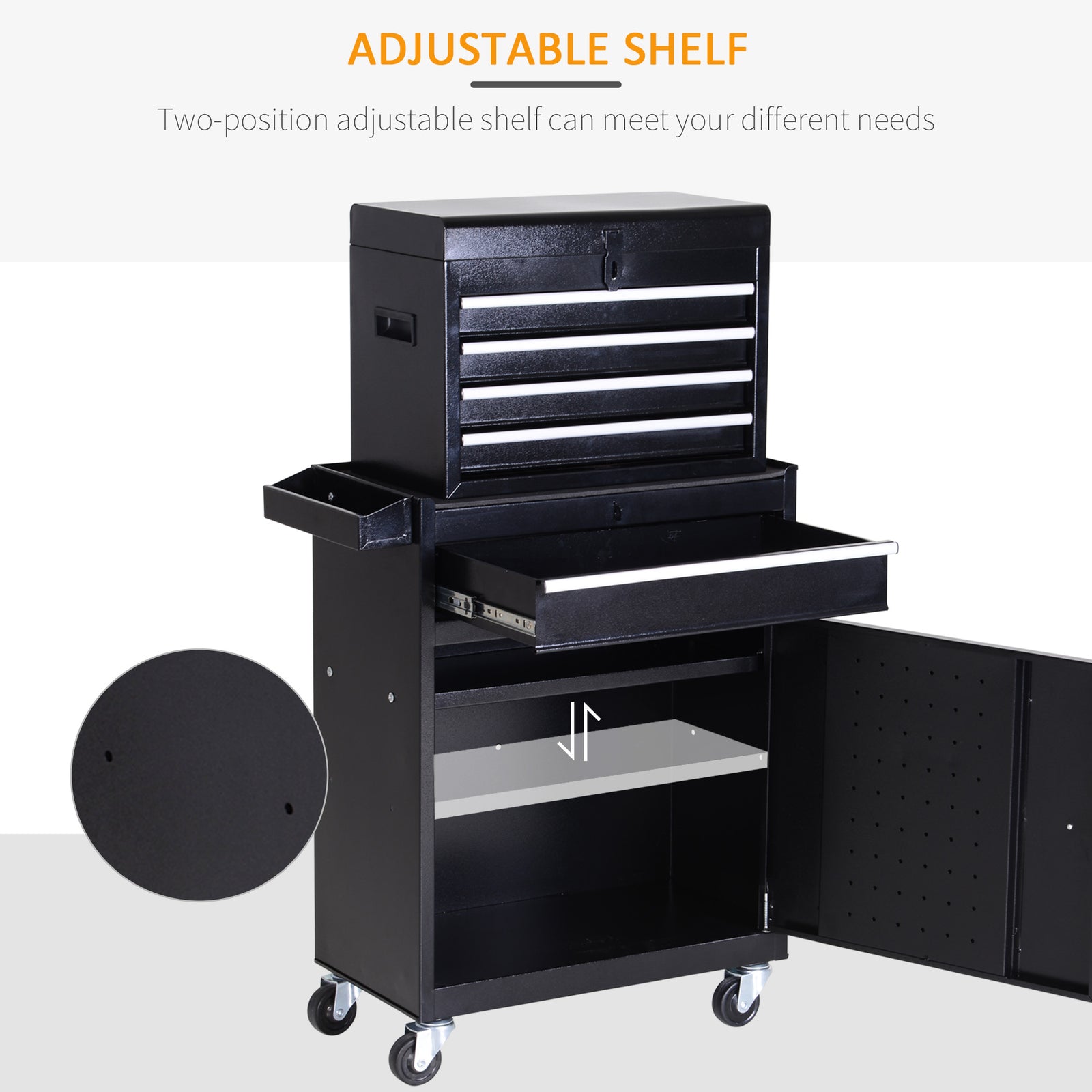 2 In 1 Metal Tool Cabinet With Pegboard
