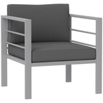 Outsunny Patio Furniture Aluminium Armchair W/ Cushions