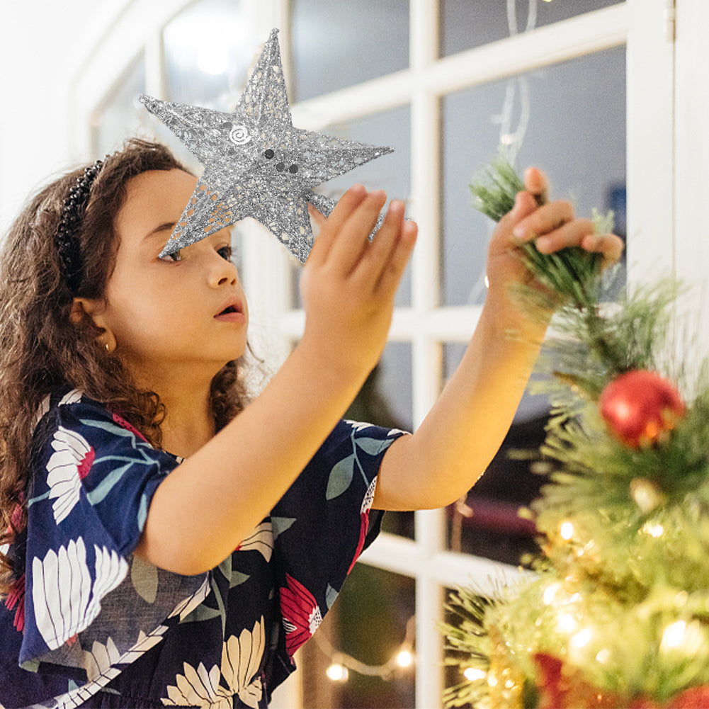 Wrought Iron Christmas Tree Topper Star Ornament Home Decor