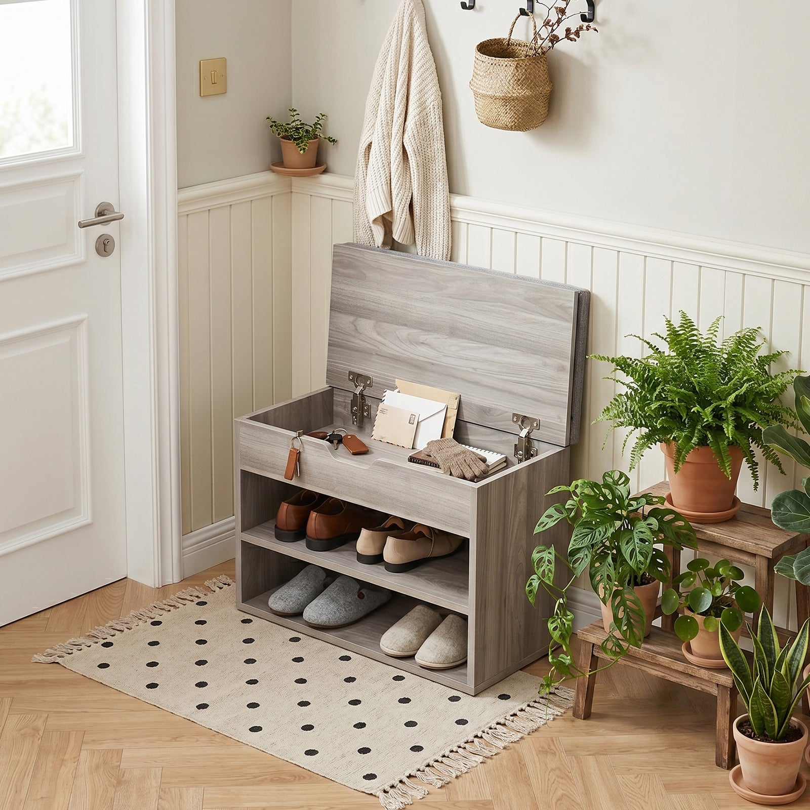 Breeins 3-tier Shoe Storage Bench With Cushioned Seat & Anti-tip Kit
