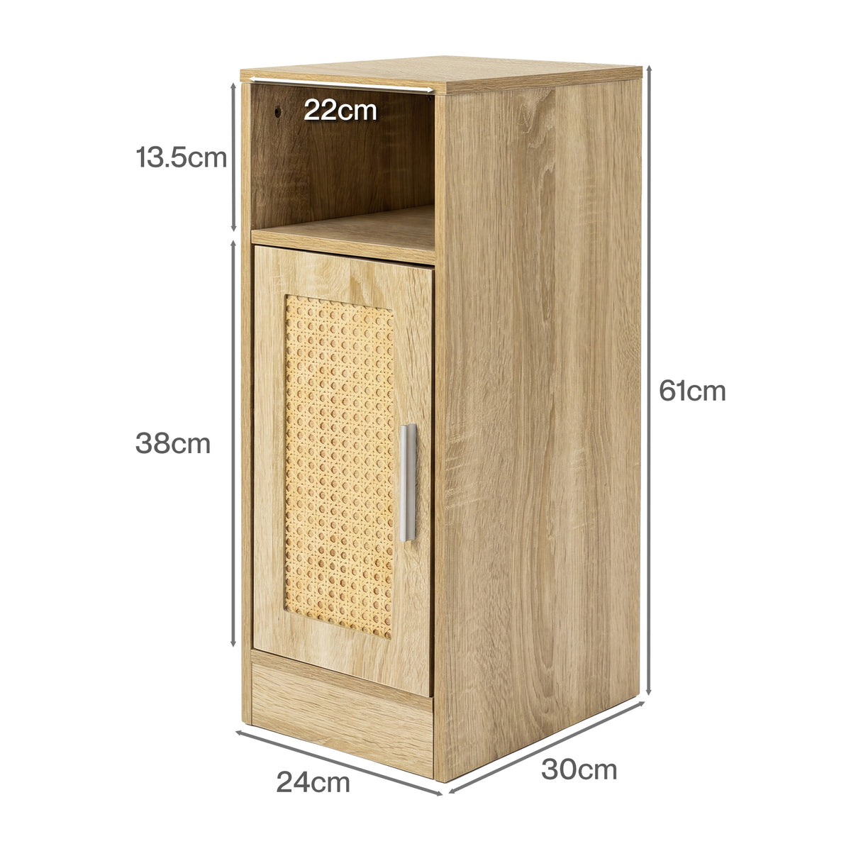 Bedside Table 2 Pc Narrow Side Table Boho Rattan Storage For Bedroom Wood | Brown