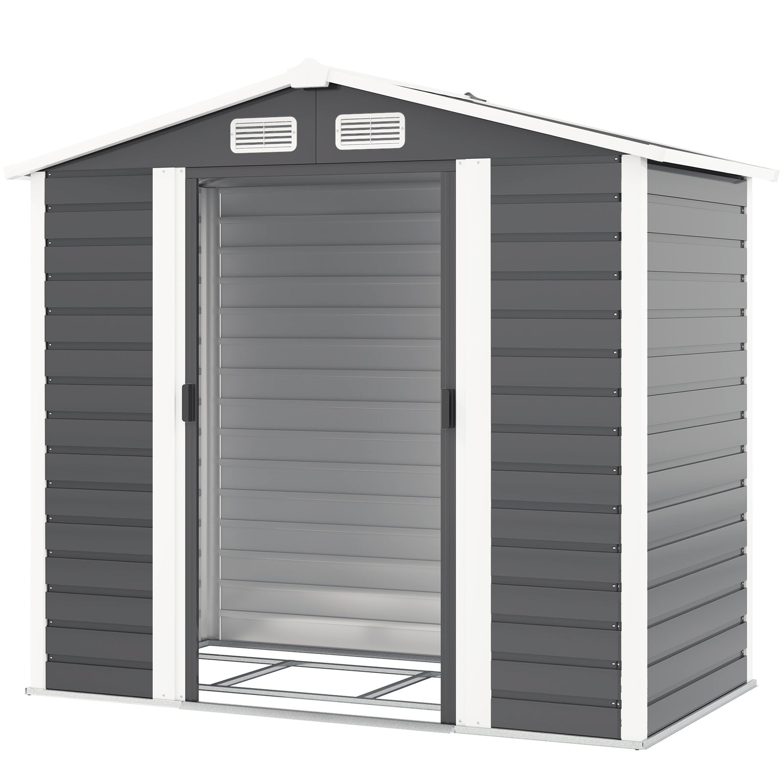 7 X 4ft Metal Garden Shed W/ Double Doors Gloves | Dark Gray