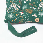 Christmas Seat Pad With Straps 100% Cotton 40 x 40cm | 40cm x 40cm | Green