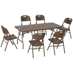 7 Pcs Resin Rattan Dining Set, Foldable Table & Chairs