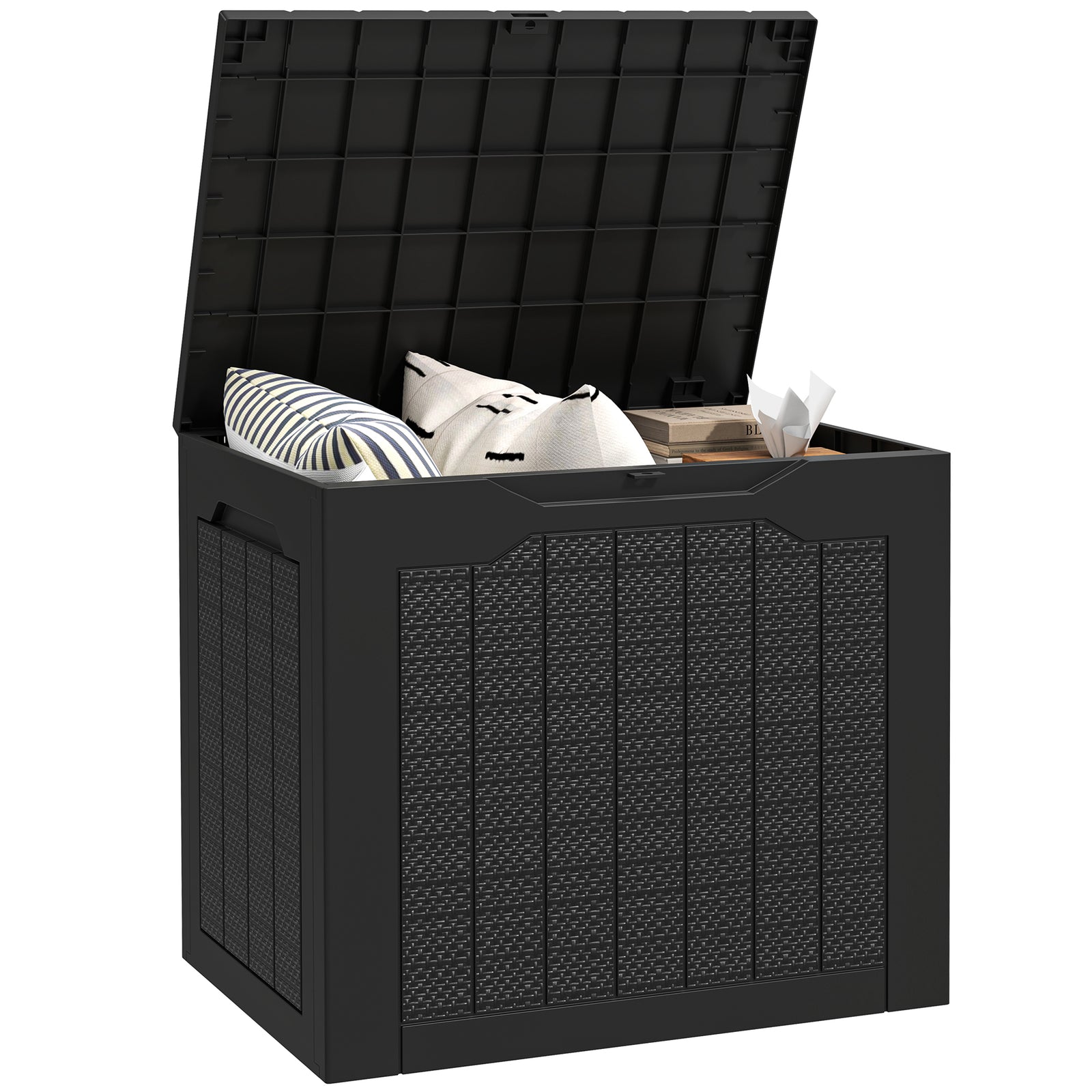 93l Plastic Garden Storage Box, Storage Container W/ Handles
