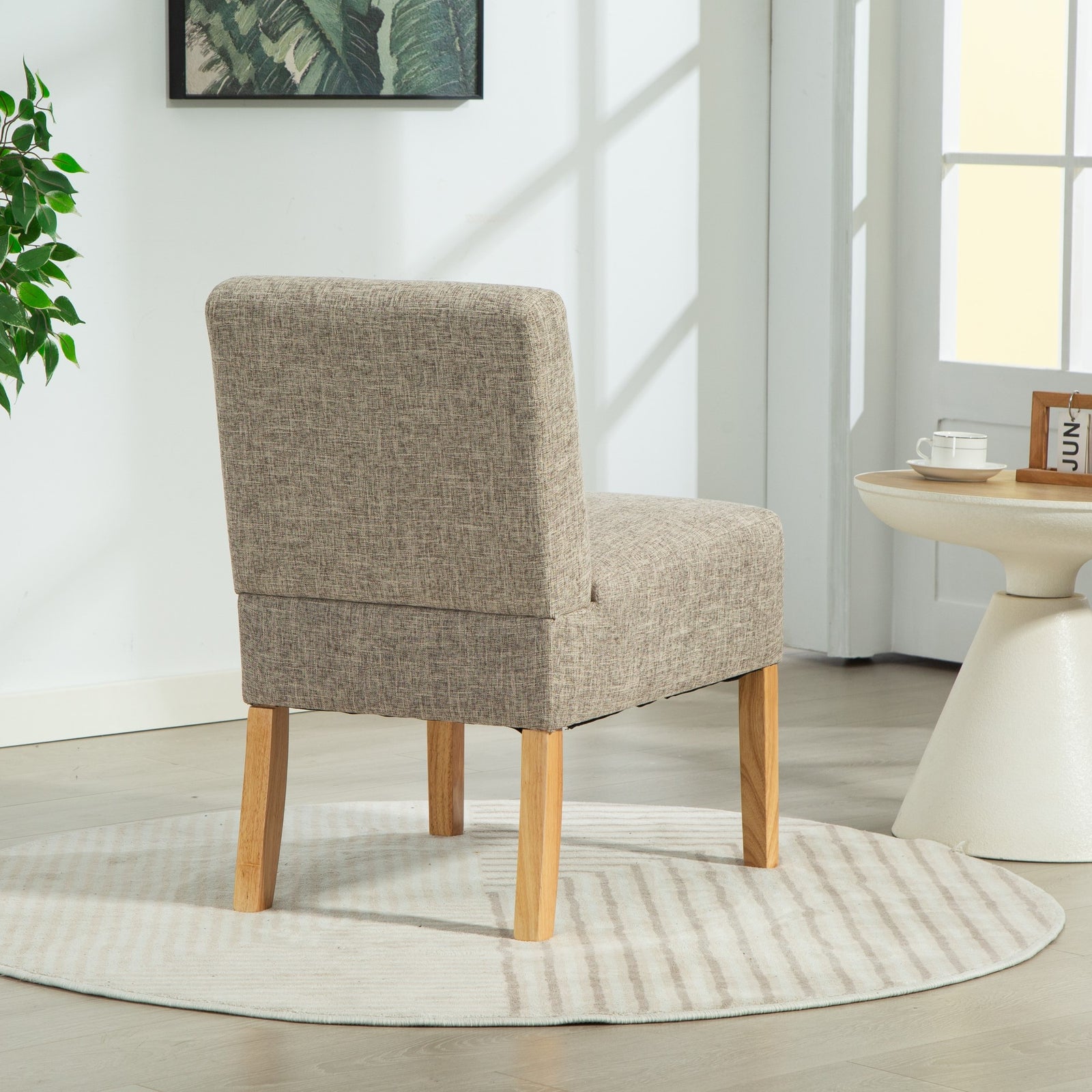 Selina Fabric Armless Accent Chair | Light Brown