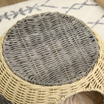 Wicker Cat House, Rattan Raised Cat Bed W/ Soft Cushion, Φ40 X 30cm